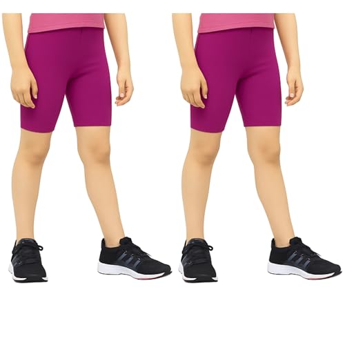 Image of Girls Tights & Short for Girl Kid in Solid Colours | Soft Stretchable Fabric - Ideal for Sports, Yoga - Pack of 2