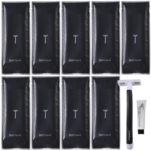 10Pack Luxury Individually Wrapped Travel Disposable Razors Kit With Shave Cream; Lady Bikini Sauna Body Razor; Portable Multifunction Hygienic Shaving Razor for Hotel,Travel, Daily Use