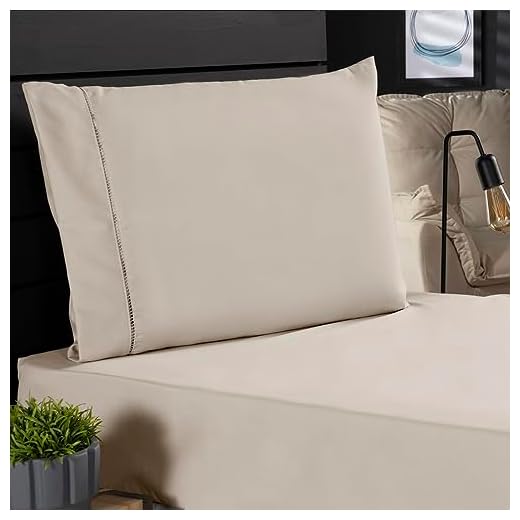 Jogo de Cama Classic Solteiro Percal 400 Fios Ponto Palito 02 Peças, Antiácaro, Anti-pilling com Toque Macio - Bege