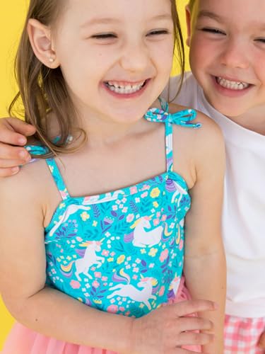 RuffleButts Girls UPF50+ Sun Protection Peplum Smocked Bodice/Tulle Skirted One Piece Swimsuit3