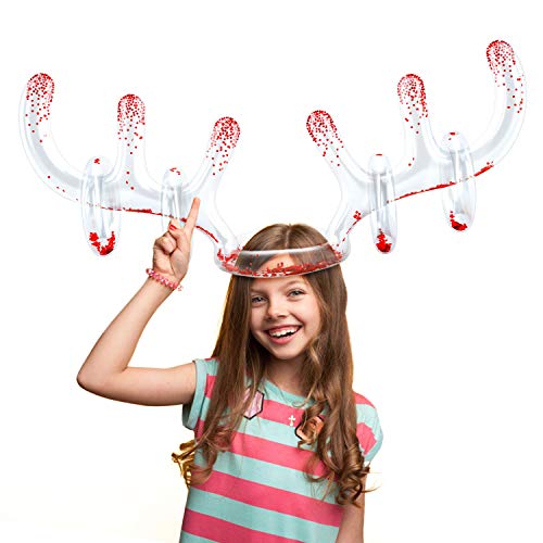 MeiGuiSha 2 Pack Inflatable Reindeer Antler,Inflatable Reindeer Antlers with Sequins, Ring Toss Games for Christmas Party Games Indoor School Carnival Games(2 Antlers 8 Rings) - Thumbnail 3