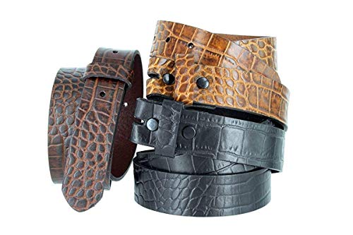 Belts.com Crocodile Embossed Leather Belt, 1-3/8" (35mm) Wide, Black, Unisex Adult3