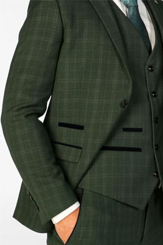 Men's Blazer Green Checked Tailored Fit Formal Suit Jacket3