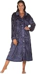 Style Smart Luxury Fleece Dressing Gowns for Women UK | Women's Nightwear & Soft feel Button Front Bed Jacket | Sizes 10–24 (UK, Numeric, 22, 24, Regular, Regular, Navy)