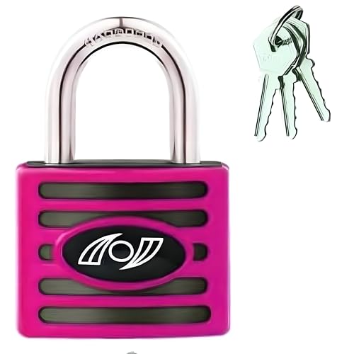 Image of Heavy Duty Keyed Lock | Hardened Steel Shackle Lock | Anti-Rust Security for Gate, Warehouse & Outdoor Use (ALT-45 Pink (75MM))