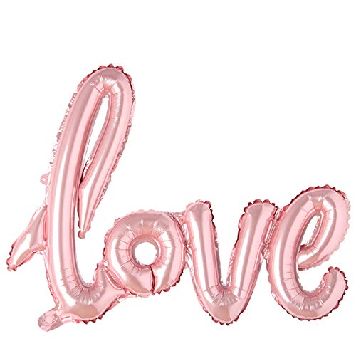 Giant multicolor Love Letter Foil Balloons Champagne Love Balloon Wedding Party Decoration Valentines Day Gift Marriage Decor (Pink)