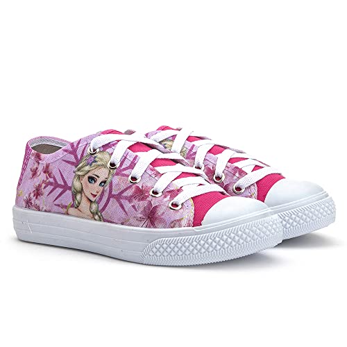 Tenis Infantil Menina Escolar em Lona Pink Princesa Resistente Leve Macio (31/32)