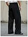 Verdusa Men's Wide Leg Work Dress Pants Button Long Trousers with Pockets Black Large