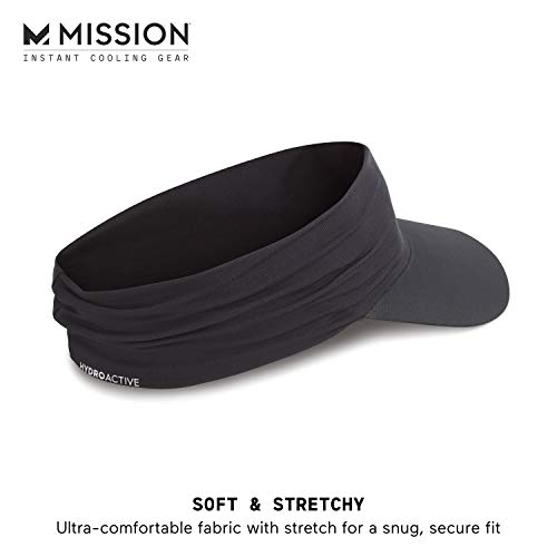 Mission Cooling Stretchy Visor- Lightweight, No Slip Band, Upf 50- Black #TOP4