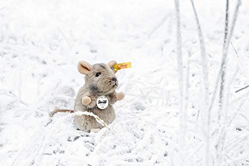 Steiff Piff Maus aufwartend - 10 cm - Kuscheltier für Kinder - Plüschmaus - waschbar - grau (056222)