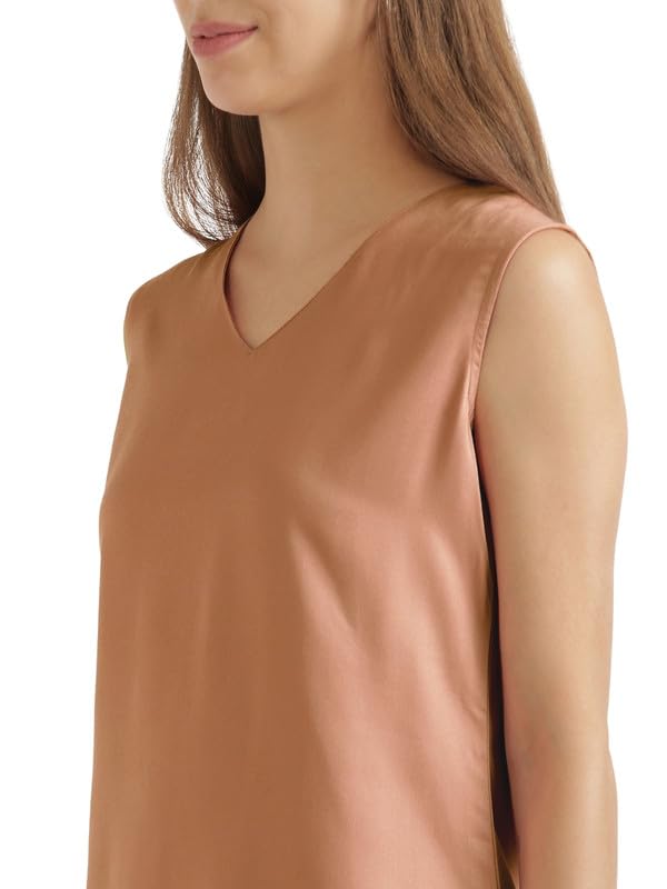 Image of SAADAA V-Neck Tops for Women| Viscose Fabric | Sleeveless Design | Relaxed Fit for Everyday Comfort | Office & Casual Wear