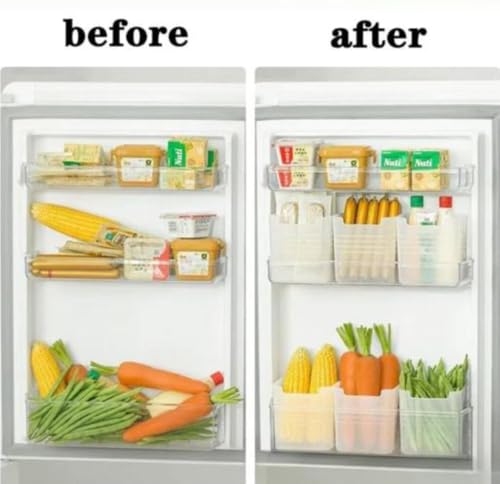 Image of Fridge Storage Boxes (Pack Of 12), Fridge Organizer & Plastic Fridge Storage containers, Refrigerator Side Door Organizer for kitchen, Fruits, (Pack of 12), 11X9.5X11 Cm, Transparent