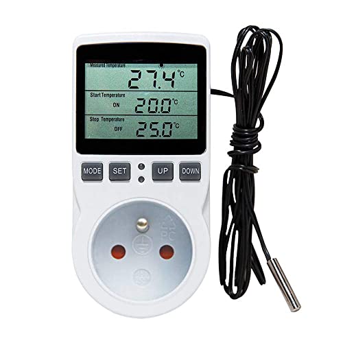 IWILCS Prise Thermostat Chauffage, Prise Minuteur avec Sonde, Prise Minuteur Digital avec Ecran LCD pour Aquarium, Incubateur Serre Chauffage/Refroidissement (230V, 16A) - Image 4