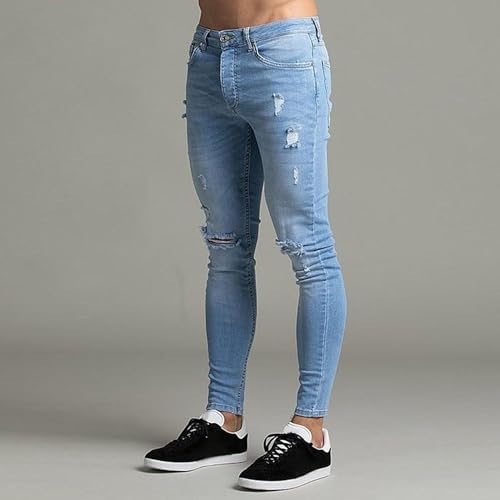 Men's Ripped Skinny Jeans Distressed Destroyed Stretchy Slim Fit Jeans Pants for Men Straight Tapered Leg Denim Pants4