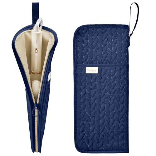 KarSyon Hot Tools Organizer Heat Resistant Mat Case Hair Tools Holder Travel Bag Portable Hair Styling Tools Cover Pouch for Curling Iron,Flat Iron,Hair Straightener, Blue, Lie Fallow