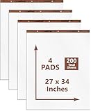 TOPS Standard Easel Pads, 3-Hole Punched, 27 x 34 Inch, Plain White, 50 Sheets/Pad, Carton of 4 Pads (7901)