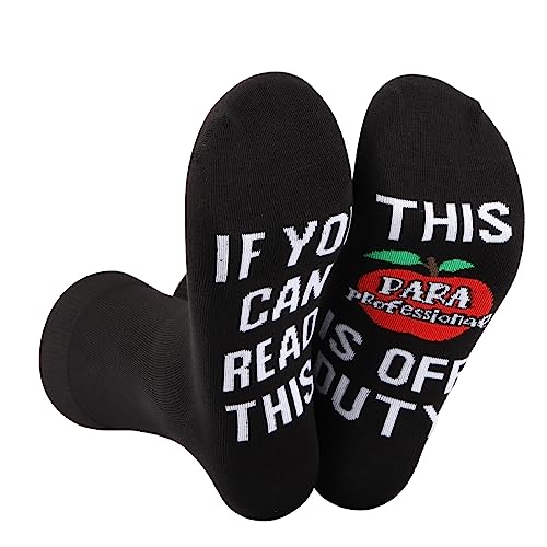CENWA 1 Pairs Paraprofessional Gift This PARA Professional Is Off Duty Para Socks Gift Teacher Aide Gift (Para off duty)