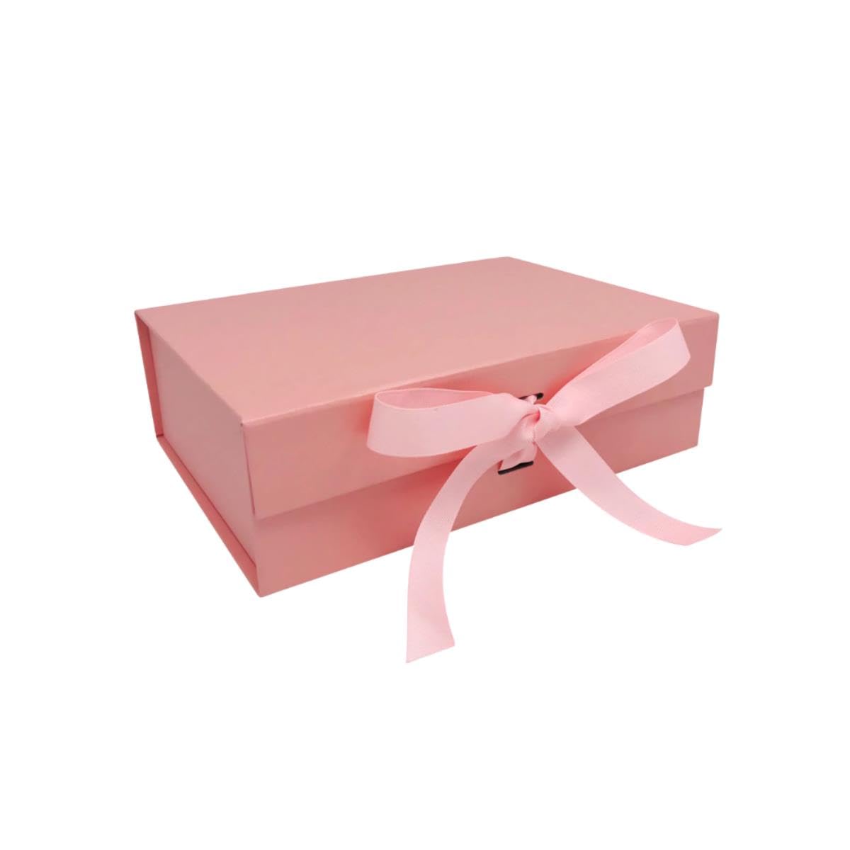 2 x Gift Boxes Pink With Faux Silk Ribbon 315x260x105mm For Birthday Party Anniversary Wedding Christening Vintage Magnetic Favour Box Gifts โ image 1