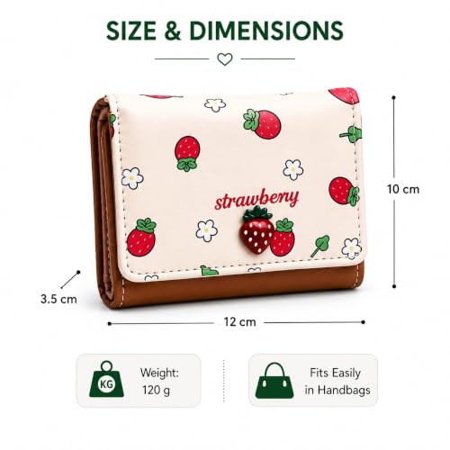 Image of Valerie Wallets for Women Leather Cute RFID Blocking Small Bifold Wallet with Zipper Coin Purse for Girls and Ladies Women's Wallet (Strawberry Brown)