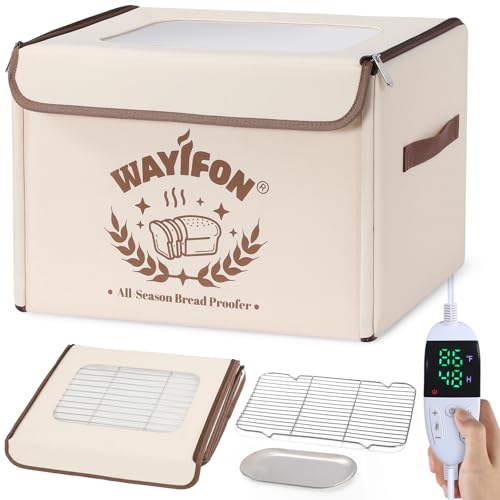 Folding Bread Proofing Box with 68-131℉ Temp Control & 99H Timer,Dough Proofing Box with Metal Rack Warming Proofer for Sourdough, Bread Baking, Pizza, Yogurt,Space-Saving & 6-Layer Fabric,Beige