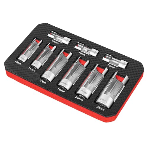 BAIMOQI 9Pcs Automotive O2 Oxygens Sensors Socket Offset Wrench Remover Tool and Thread Chasers Tool 10-22mm