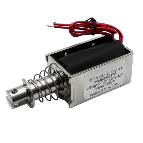 TOMSHIELE DC12V 1A Push Pull Solenoid 20N 10mm Linear Solenoid Push Pull Type Solenoid Electromagnet Solenoid Actuator in Material Movement