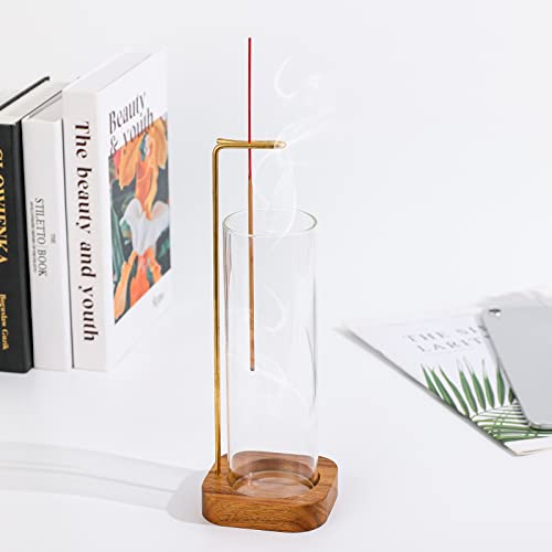 Incense Holder, Modern Incense Burner With Glass Ash Collector Anti-Ash Flying Incense Sticks Holder For Home Decor Yoga Meditation #TOP1