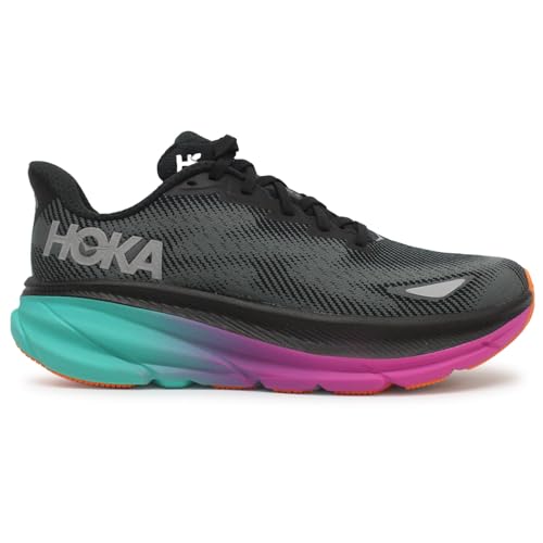 HOKA Herren Clifton 9 GTX Textile Synthetic Black Electric Aqua Trainer 44 2/3 EU
