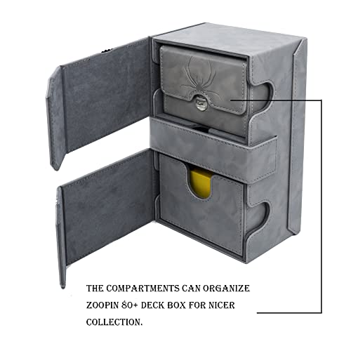 Oopin Zoopin 200 Card Deck Box For Mtg ,Ccg,Tcg,Yugioh...With Two Built-In Life Counters And Two Card-Trays Plus One Dice/Token Tray (Grey ) … thumb #5