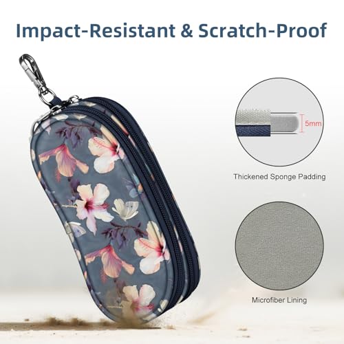 Image of FINTIE Double Sunglasses Case, Soft Portable Eyeglasses Pouch with Carabiner Clip, Dual Zipper Compartments for Men Women
