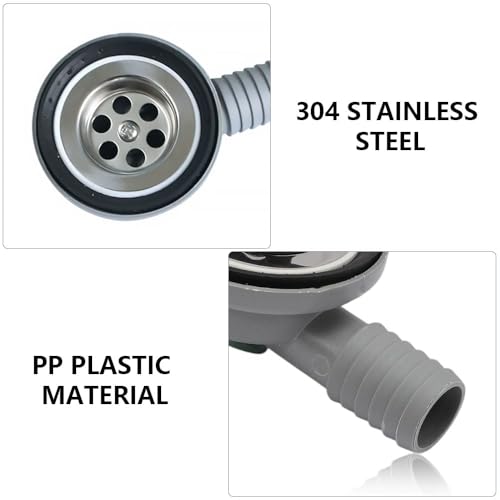 ZOYDP 50mm Ablaufgarnitur Spüle, Camping Waschbecken Ablauf, Camping Waschbecken Ablauf, Spülbecken Ablaufgarnitur mit Verschlussdeckel 90° Seitlichem Abflussrohr für Wohnwagen Wohnmobil Caravan Boot