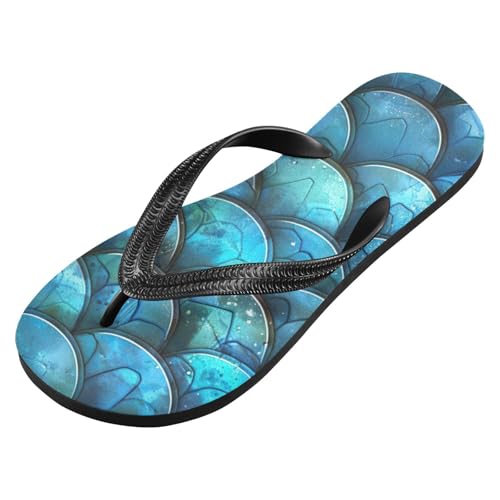 Women Beach Summer Casual Flip Flop Blue Mermaid ScaleQuick Dry Sandals Slipper for Men 214B3329