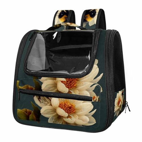 otnrnondcl Bee and Flower (2) Cat Backpack Carrier, Pet Backpack for Dog Cat Puppy Kitty, Travel Carrier for Hiking Walking Outdoor Use