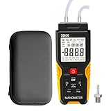 Dual-Port Manometer with Storage Box,36.8kPa/147.7inH2O Air Pressure Meter,HVAC Digital Manometer Gas Pressure Tester,11 Selectable Units,Positive/Negative Pressure/Differential Pressure Gauge