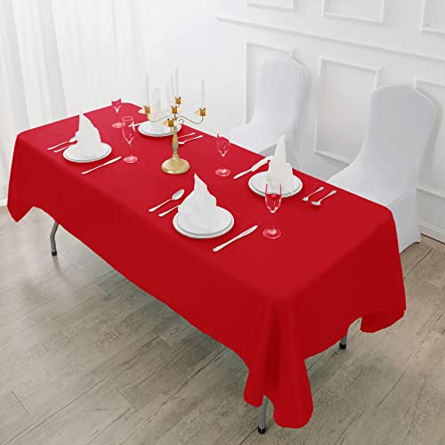 6 Pack Red Tablecloth 90 x 132 Inch Table Cloth for 6 Foot Rectangle Tables, Wrinkle Resistant Washable Polyester Fabric Table Covers for Party, Wedding,Dining,and Banquet by Bailarina - Used condition - Image 6