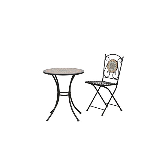 Siena Garden 380813 Tisch Prato, Ø60x71cm, Gestell: Stahl, pulverbeschichtet in schwarz matt, Fläche: Mosaik,Tischplatte: Keramik, Mehrfarbig - 6