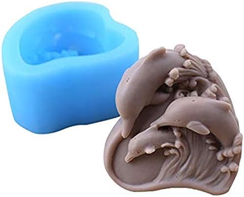Miniatura 3 de YSCEN - Moldes de jabón de silicona, diseño de delfines, diseño de corazón y delfines, moldes de jabón hechos a mano con temática marina