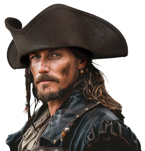 HOMELEX Pirate Hat for Women & Men Colonial Tricorn Halloween Adult Revolutionary war Costume Accessory