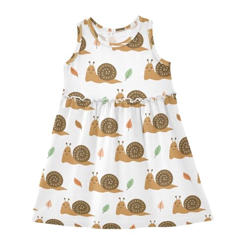 Cute Snail Girl Sleeveless Tank Dress Crewneck Twirl Swing Dress for Kids 4T Multi2