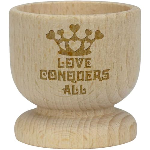Azeeda 'Love Conquers All' Wooden Egg Cup (EC00029955)
