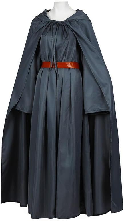 Adults Wizard Costume Robe Knight Hooded Cloak Belt Halloween Cosplay Full Set Outfits with Hat - Image 3