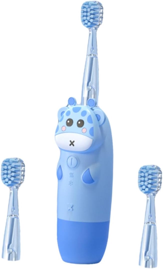 Childrens Toothbrush Cartoon Design with Soft Bristles for Oral Care USB Charging Compatible Includes Blue Brush Heads No Battery Required