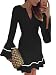 Sidefeel Women Cute V Neck Bell Sleeves Pencil Sheath Mini Dress