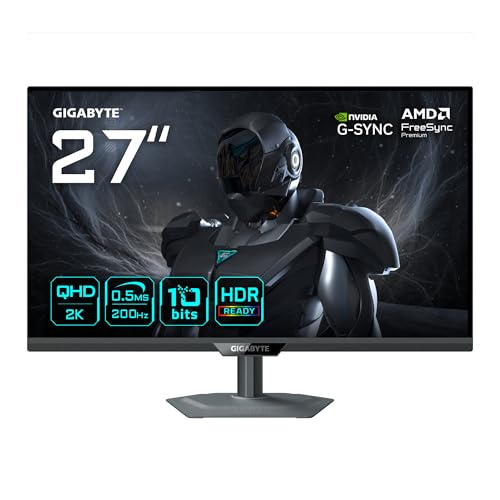 GIGABYTE G27Q20 Moniteur Gaming 27” QHD - 2560 x 1440, 200Hz, 0.5ms, G-Sync Compatible, FreeSync Premium, HDR10, HDMI 2.0, DisplayPort 1.4
