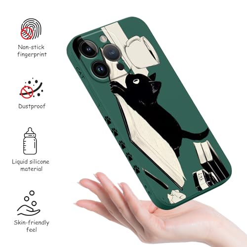 Coque iPhone 14 Pro Max silicone souple chat vert