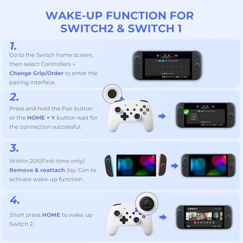 Image of ECHTPower Switch 2 Pro Controller with Hall Effect Joysticks, One-Key Wake-Up for Switch 2, Wireless Controller for Switch 2 /Switch /Lite /OLED, Turbo Button, 4 Back Buttons, RGB Lighting, 3.5mm Jack, Dual Vibration, 6-Axis Gyro