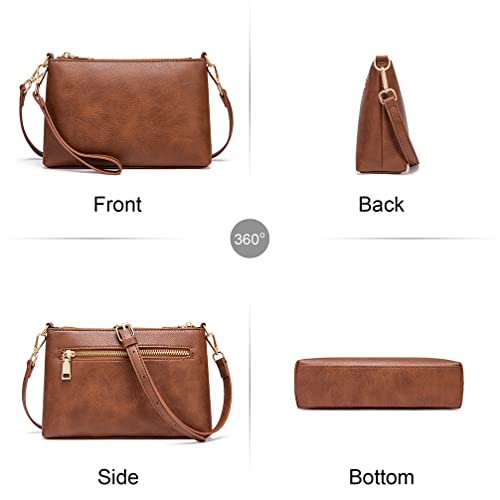 Faime Crossbody Bags For Women, Small Leather Wallet Purses Satchel Shoulder Bags,Wristlet Purses Handbag For Travel (Brown) #TOP4