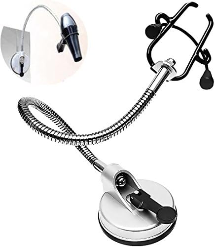 Vosston Silver Hair Dryer Stand Holder Hands Free Hairdyer with Sucker on Desktop Wall Bathroom