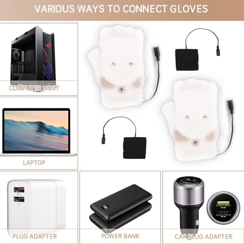 Gants chauffants USB cyclisme et pêche gants d'hiver doigts complets