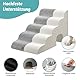 COZY KISS Hundetreppe für Kleine Hunde, Haustiertreppe für Hochbett aus Hochdichtem Schwamm, Hunde Treppe Hunderampe mit Waschbarem Bezug(grau, 83x50x57cm-Loch, 5.0)